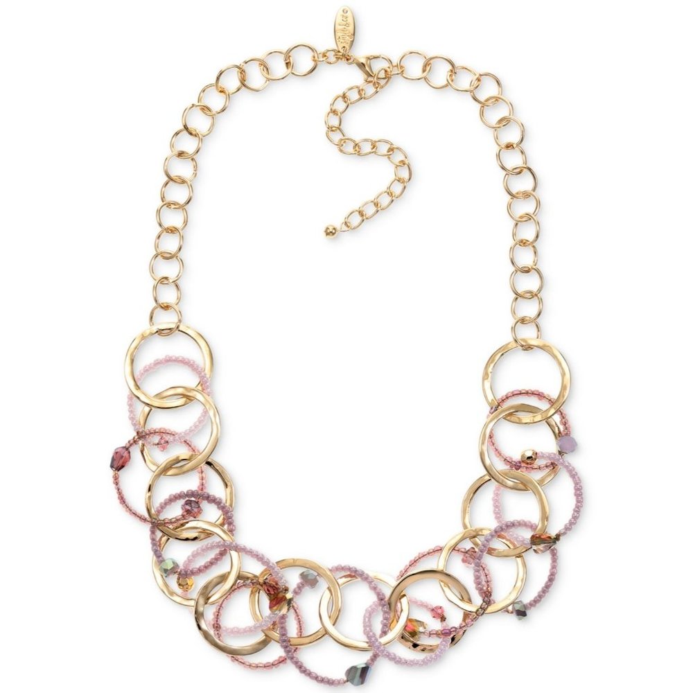 Style & Co Mixed Stone Beaded Link Statement Necklace In Gold Nwt